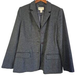 Eddie Bauer Cashmere Wool Charcoal Grey 3 Button Blazer Size 12